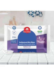 كارفور مناديل مبللة للعناية بالبشرة الحساسة مضادة للبكتيريا 20 منديل - أبيض