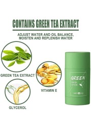Green Tea Purifying Clay Stick Mask,For Face Moisturizes Oil Control,Deep Clean Pore,Exfoliating Mask