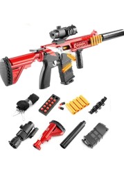 Foam Blaster Sniper Rifle Set for Kids &ndash; EVA Safety Shell Ejecting Toy Gun with Magazine &ndash; AWM Silver &amp; Gold Nerf Toy &ndash; Perfect Birthday Gift for Boys &amp; Girls