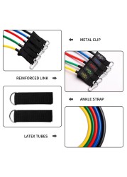 Generic - 11pcs/set Fitness Rubber Expander Resistance Bands Tubes Yoga Pull Rope Sport Fitness Gum Workout Exercise Bands Gym Sport