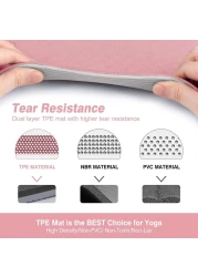 MahMir Yoga Mat Anti-Slip Exercise Mat with Carrying Bag Fitness Mat for Pilates 183CM*61CM*6MM Thickness for Woman Man Beginners Dark (Pink + Light Grey)