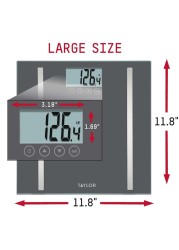Taylor Digital Body Composition Scale, Bathroom Scale for Body Weight, Measures Body Fat, Body Water & Muscle Mass, 8 User Recognition, Normal & Athlete Modes, FSA HSA Eligible, 400 lb Capacity, Black