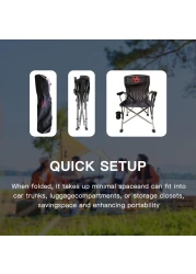 Foldable Camping Chair with Ergonomic High Back, Cup Holder, Adjustable Feet, and Storage Bag &ndash; Heavy-Duty Portable Outdoor Chair for Camping, Beach, Fishing, and Picnics - Blue/Black