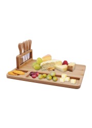 Bamboo Serving Board with Cheese Knives 4 PCS