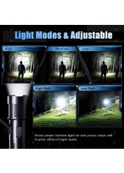 P160 Super Bright LED Flashlight - 80W Heavy Duty, 100,000 Lumen High-Power Handheld Aluminum Alloy Torch for Outdoor, Tactical, and Emergency Use