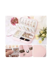 Jewelry Box Travel Jewelry Organizer Cases, Double Leather Jewel Cabinet Gift Case Jewelry Display Storage Case Jewelry Storage Box for Necklace Earrings Rings Bracelet pink