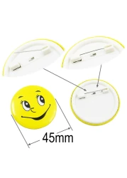 Pack of 30 Smiley Face Badges with Metal Pin, 45mm Emoji Pins for Awards, Decorations, Party Favours, Crafts, and Gifts