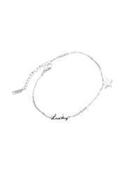 Aiwanto Silver Anklet Ankle Chain Simple Love Anklet