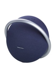 Harman Kardon Portable Bluetooth Speaker Onyx Studio 8, Bluetooth 5.2, Dual Microphones, 8 Hours Playtime, Li-ion Polymer Battery, Self-Tuning Tech, Recycled Plastic, Blue
