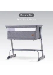 Teknum All In One, 0-4 Years Bedside Crib Cot &amp; Sofa Expansion Pack - Grey