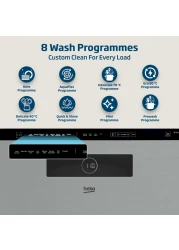 Beko Freestanding Dishwasher 15 Place Settings, 8 Programs,3 Racks,A++ Energy Rating,10 yrs warranty on Prosmart inverter motor,BDEN38523XQ(Stainless)