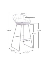 Jeffcoco Furniture Bar Stool, High Bar Chair White Steel Frame Leather Seat Chair For Kitchen Bar table Dining Chair (Two Piece)