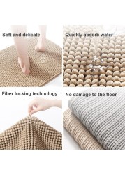 Mei Lifestyle Soft Microfiber Bath Mat, Quick-Dry, Absorbent Chenille with Rubber Backin, Machine Washable Bathroom Mat, Grey