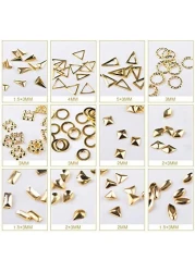 Aiwanto 3Packs 12 Designs Rhinestone Nail Metal Rivets 230 Nail Art Metal Rivets