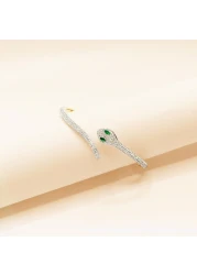 JANNAH Women's Fashion Bracelet | Rhinestones Snake with Green Eyes Curved Bar Design Bangles Jewelry Gifts for Women Ladies