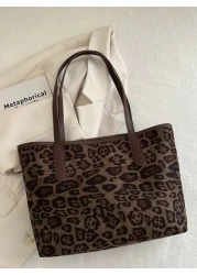 A New Women s Bag Retro Fashion Leopard Print Large Capacity Tote Bag Zip Opening Lightweight Minimalist Shoulder Bag Suitable For Daily Life Leisure Commuting Work And Student Use Leopard Print Cheet