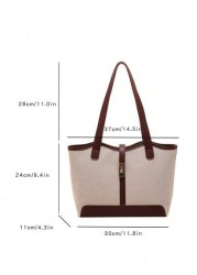 Casual Business Large Capacity Foldable Dual Strap Tote Bag Suitable For Girls Ladies Shopping Work Commute Outdoor Activities Business Events Gift For Mothers New In Fall Winter Larrge Capacity Shoul
