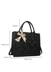 Versatile Women s Handbag With Scarf 2024 Summer New Commuting Tote Bag Shoulder Crossbody Chic Small Square Bag With Plaid Scarf Mark