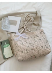 حقيبة كروشيه مزهرية ذات حزام كتف، ضروريات عطلة نهاية الأسبوع، مثالية للسفر والرحلات والعطلات والشاطئ