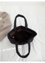 Fashion Lingge Quilted Embroidery Shopping Bag Shoulder Tote Bag Versatile Business Casual Black Bag School Supplies Outdoors Travel Outings Sports Holiday Teacher Gifts Vacation For Teen Girls For Sc