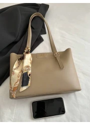 حقيبة كتف نسائية عالية الجودة ذات لون أحادي الخفيفة الوزن، متعددة الاستخدامات، ذات طراز راقي جديد