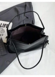 Women s Fashion Simple PU Leather Tote Bag Casual Large Capacity Solid Color Underarm Bag Simple All Match Daily Commuting Work Shoulder Bags Portable Travel Vacation Storage Satchel Purse Soft Qualit