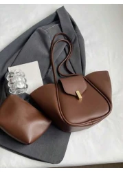 حقيبة كتف كبيرة السعة ذات تصميم الفتح والإغلاق بالمغناطيس، من قماش بو مقاوم للماء بتصميم كلاسيكي ذو موحد اللو