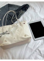حقيبة ظهر نسائية مزينة بالخرز والفيونكة، حقيبة كتف أنيقة بطراز الألفية، مناسبة للتنقل والتسوق