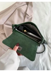 Fashionable And Elegant Street Vacation Solid Color Chain Vintage Tote Envelope Shoulder Bag Versatile For Shopping And