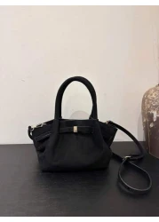 2025 New Vintage Fashion Pleated Tote Handbag Simple Commuter Shoulder Crossbody Bag