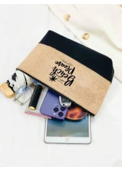 Beach Themed Beach Tote Bag Set For Women Printed With Artistic Letters Beach Beach And Coconut Tree Pattern Large Capacity Handbag And Two Makeup Bags