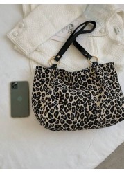 New Fashion Leopard Print Large Capacity Shoulder Under Arm Casual School Tote Bag Fashion Leopard Print Bag