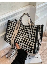 Women s Large Capacity Plaid Tote Bag