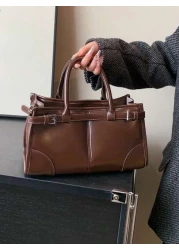 Women s Glossy Tote Bag Large Capacity Fashion Handbag With Detachable Shoulder Strap Coffee Color