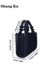 French Fashion High End Handmade Beaded Woven Hollow Mulberry Bead Handbag