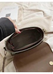 Corduroy Flap Good Quality With PU Leather Handbag Women s Bag Adjustable Crossbody Bag