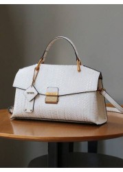 2025 New Vintage Blue Snakeskin Pattern Elegant Handbag Fashionable Luxury High End Handbag For Women Lightweight Large Capacity Shoulder Crossbody Bag