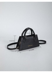 Lightweight Business Casual Small Square Bag Double Handle Crocodile Embossed Letter Pattern For Teen Girls Women College Students Rookies White Collar Workers Perfect For Office College Work Business