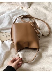 Fashionable Mini Litchi Grain Versatile Solid Color Elegant Casual Tote Shoulder Bucket Bag