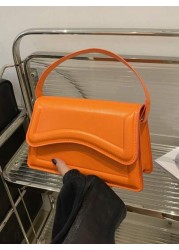 New Orange Ladies Solid Color PU Small Square Bag Simple And Stylish Handbag For Going Out And Versatile
