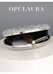 OpulAura Luxury Women s Sparkling Crystal Embellished Mini Box Clutch Bag Glamorous Rhinestone Evening Handbag Suitable For Formal Events Party Wedding With Detachable Chain Tready Party Bags Perfect
