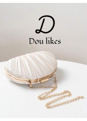 New Luxury Party Clutch Bag Shell Shaped Design Wrinkle Style Evening Bag Lady Handbag For Ceremony