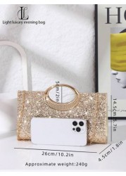 1pc Women s Elegant Glittering Evening Clutch Bag Glitter Material Shiny Handbag Charming Elegant Exquisite Luxury Sparkling Gold Suitable For Party Wedding Prom Dinner Banquet