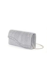 1pc Mini Glitter Shiny Chain Folding Wrinkle Square Bag For Wedding Party Evening Tready Party Bags Perfect For Party Wedding Prom Dinner Banquet Perfectly Matching With Prom Dresses For Women Prom Ac