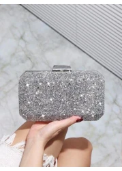 Sparkling Sequin Decorated Women s Evening Bag Shiny Square Clutch With Metal Chain Crossbody Bag Perfect For Weddings Parties Balls Nightclubs Birthday Gifts Valentine s Day Gifts Cosmetic Bag Dress