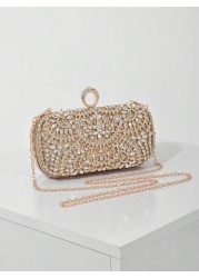 Elegant Women s Crystal Decorated Evening Clutch Luxury Glittering Box Shape Handbag Suitable For Weddings Galas Formal Events Party Purse Women s Top Handle Shoulder Crossbody Bag Perfectly Matching