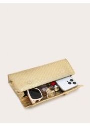 1 Piece Women s Golden Woven Design Handbag Lightweight Tote Shoulder Cross Body Bag Versatile