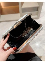 Women s Luxurious Pleated Chain Satin Box Clutch Bag Evening Bag