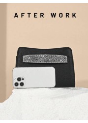 Women Elegant Satin Clutch Bag Rhinestone Decor Party Handbag Romantic Wedding Purse High End Mini Evening Dress Bag Suitable For Formal Party Ball Christmas Gala