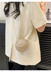 Dedoo حقيبة دلو ذات تصميم رباط سحاب خفيفة الوزن ، لأناقة الأعمال المزينة بالراين ، حقيبة مسائية أنيقة مزينة بخرز